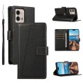 For Motorola Moto G Stylus 5G 2023 PU Genuine Leather Texture Embossed Line Phone Case(Black)
