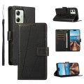 For Motorola Moto G54 PU Genuine Leather Texture Embossed Line Phone Case(Black)