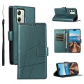 For Motorola Moto G54 PU Genuine Leather Texture Embossed Line Phone Case(Green)