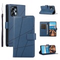 For Motorola Moto G24 PU Genuine Leather Texture Embossed Line Phone Case(Blue)