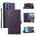 For Motorola Moto G34 PU Genuine Leather Texture Embossed Line Phone Case(Purple)
