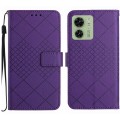 For Motorola Edge 40 Rhombic Grid Texture Leather Phone Case(Purple)