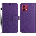 For Motorola Edge 40 Neo Rhombic Grid Texture Leather Phone Case(Purple)
