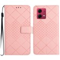 For Motorola Edge 40 Neo Rhombic Grid Texture Leather Phone Case(Pink)