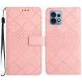 For Motorola Edge+ 2023 / Edge 40 Pro Rhombic Grid Texture Leather Phone Case(Pink)