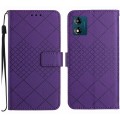 For Motorola Moto E13 Rhombic Grid Texture Leather Phone Case(Purple)