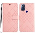 For Motorola Moto G Play 2023 / G Pure 2021 Rhombic Grid Texture Leather Phone Case(Pink)
