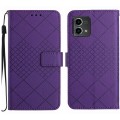 For Motorola Moto G Stylus 5G 2023 Rhombic Grid Texture Leather Phone Case(Purple)