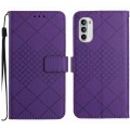 For Motorola Moto G Stylus 2022 4G Rhombic Grid Texture Leather Phone Case(Purple)