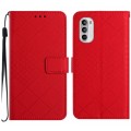 For Motorola Moto G Stylus 2022 4G Rhombic Grid Texture Leather Phone Case(Red)