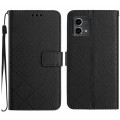 For Motorola Moto G Stylus 2023 4G Rhombic Grid Texture Leather Phone Case(Black)