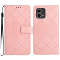 For Motorola Moto G Stylus 2023 4G Rhombic Grid Texture Leather Phone Case(Pink)