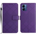 For Motorola Moto G14 4G Rhombic Grid Texture Leather Phone Case(Purple)