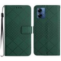 For Motorola Moto G14 4G Rhombic Grid Texture Leather Phone Case(Green)