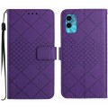 For Motorola Moto G22 4G / E22S 4G Rhombic Grid Texture Leather Phone Case(Purple)