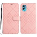 For Motorola Moto G22 4G / E22S 4G Rhombic Grid Texture Leather Phone Case(Pink)