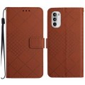 For Motorola Moto G52J 5G Rhombic Grid Texture Leather Phone Case(Brown)