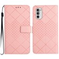 For Motorola Moto G52J 5G Rhombic Grid Texture Leather Phone Case(Pink)