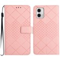 For Motorola Moto G53 5G / G23 4G / G13 4G Rhombic Grid Texture Leather Phone Case(Pink)