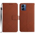 For Motorola Moto G54 5G EU Rhombic Grid Texture Leather Phone Case(Brown)
