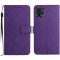 For Motorola Moto G72 4G Rhombic Grid Texture Leather Phone Case(Purple)