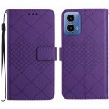 For Motorola Moto G34 5G Rhombic Grid Texture Leather Phone Case(Purple)