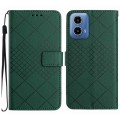 For Motorola Moto G34 5G Rhombic Grid Texture Leather Phone Case(Green)