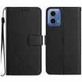 For Motorola Moto G34 5G Rhombic Grid Texture Leather Phone Case(Black)