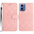 For Motorola Moto G04 / G24 Rhombic Grid Texture Leather Phone Case(Pink)