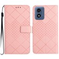 For Motorola Moto G Play 4G 2024 Rhombic Grid Texture Leather Phone Case(Pink)