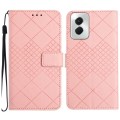 For Motorola Moto G Power 5G 2024 Rhombic Grid Texture Leather Phone Case(Pink)