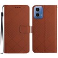 For Motorola Moto G Stylus 5G 2024 Rhombic Grid Texture Leather Phone Case(Brown)