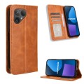 For Fairphone 5 Magnetic Buckle Retro Texture Leather Phone Case(Brown)