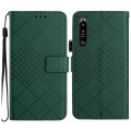 For Sony Xperia 1 IV Rhombic Grid Texture Leather Phone Case(Green)