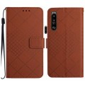For Sony Xperia 1 IV Rhombic Grid Texture Leather Phone Case(Brown)