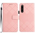 For Sony Xperia 1 IV Rhombic Grid Texture Leather Phone Case(Pink)