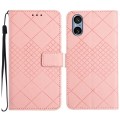 For Sony Xperia 5 V Rhombic Grid Texture Leather Phone Case(Pink)