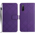 For Sony Xperia 10 III / 10 III Lite Rhombic Grid Texture Leather Phone Case(Purple)