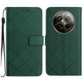 For Realme 12+ Global Rhombic Grid Texture Leather Phone Case(Green)