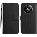 For Realme 12 5G Global Rhombic Grid Texture Leather Phone Case(Black)