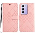 For vivo Y200e 5G/Y100 5G IDN/V30 Lite 5G India Rhombic Grid Texture Leather Phone Case(Pink)