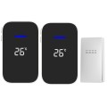 C302B One to Two Home Wireless Doorbell Temperature Digital Display Remote Control Elderly Pager, EU
