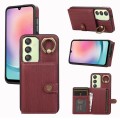 For Samsung Galaxy A24 4G / A25 5G Brushed Texture Wallet Ring Holder Phone Case(Dark Red)