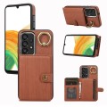 For Samsung Galaxy A33 5G Brushed Texture Wallet Ring Holder Phone Case(Brown)