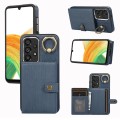 For Samsung Galaxy A33 5G Brushed Texture Wallet Ring Holder Phone Case(Blue)