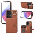 For Samsung Galaxy A53 5G Brushed Texture Wallet Ring Holder Phone Case(Brown)