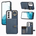 For Samsung Galaxy Galaxy S22 5G Brushed Texture Wallet Ring Holder Phone Case(Blue)