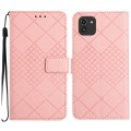 For Samsung Galaxy A03 166mm EU Rhombic Grid Texture Leather Phone Case(Pink)