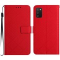 For Samsung Galaxy A03s 165.8mm US Rhombic Grid Texture Leather Phone Case(Red)