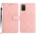 For Samsung Galaxy A03s 165.8mm US Rhombic Grid Texture Leather Phone Case(Pink)